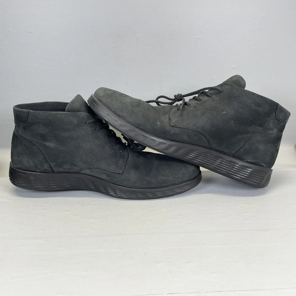 ECCO S Light Hybrid Chukka Boots Mens Size 45 Gray Nubuck Lace Up Casual Shoes